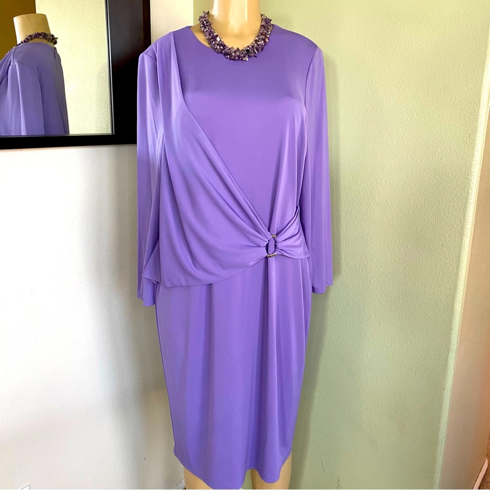 091-Ralph Lauren Women's Jersey Three-Quarter-Sleeve Dress